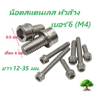 น็อตสแตนเลส หัวล้าง เบอร์ 6(M4)