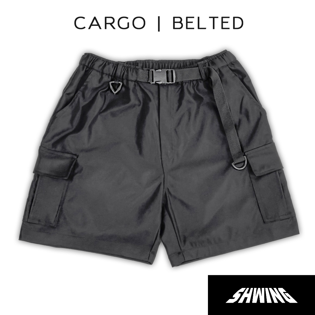SHWING กางเกงขาสั้น เอวยืด คาร์โก้ พร้อมเข็มขัด ผ้าหนานุ่ม ยับยาก แข็งแรง CARGO Belted Shorts