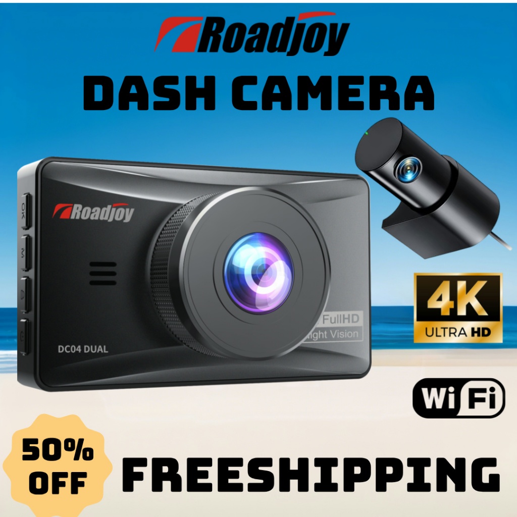 Roadjoy DC04【แถมเมมโมรี่การ์ด 64G】กล้องหน้ารถ บันทึกการขับขี่ Dash Camera 1080P HD กล้องคู่หน้าและหลัง 24 ชั่วโม