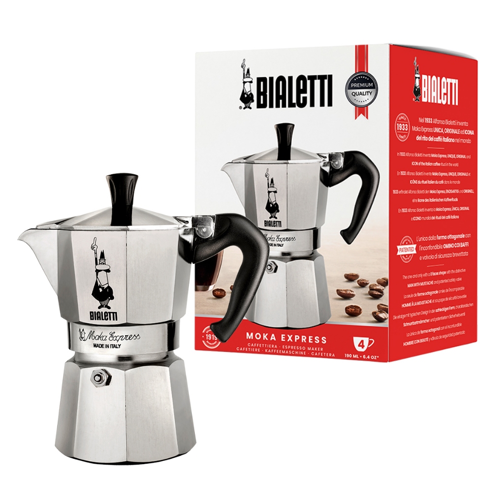 Bialetti หม้อต้มกาแฟ Moka Pot รุ่น Moka Express (โมคา เอ็กซ์เพรส) ขนาด 4 ถ้วย - [BL-0001164]