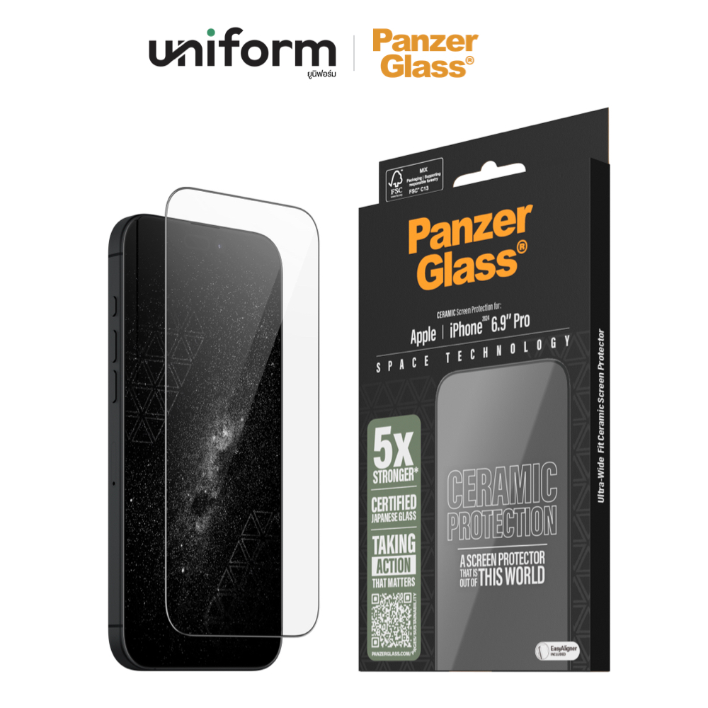 ฟิล์มกระจกกันรอย PANZERGLASS Ultra Wide Fit Ceramic for iP 16 Pro