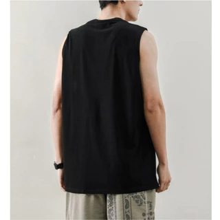 CC-30002 เสื้อกั๊กกีฬาผู้ชายทรงหลวม ผ้าใยสังเคราะห์ ใส่ออกกำลังกาย M-5XL แขนกุดสีพื้น