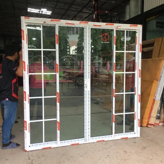 200x200บานเลื่อนตกแต่งลายลูกฟักแบ่ง4ช่อง🏠อลู1มิล🏠กระจก5มิล🏠เสริมเหล็กวงกบ🏠