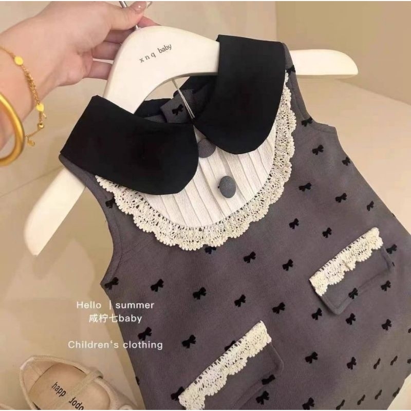 พร้อมส่ง ชุดเดรสลูกสาวคอบัวแขนกุด งานคุณหนูคุณใจ งานปักลูกไม้ น่ารักกมากก