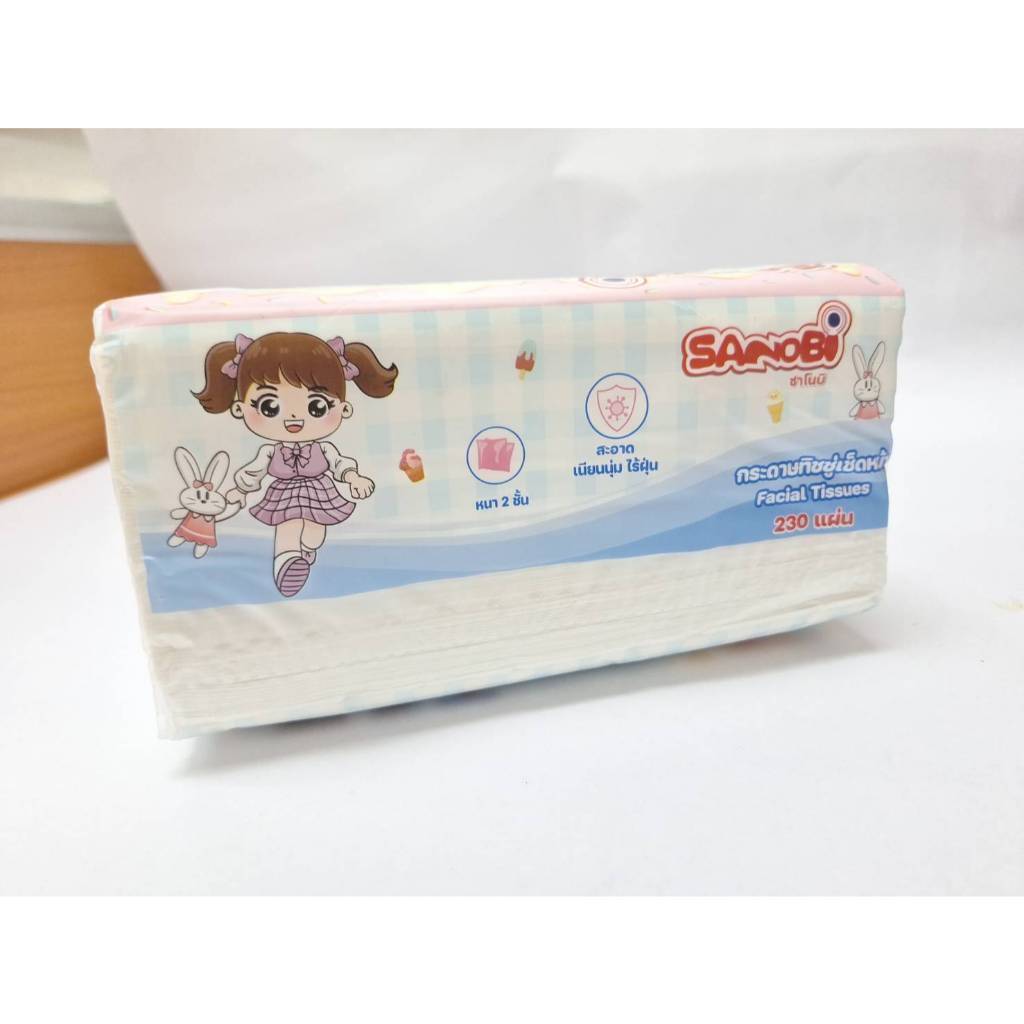 SANOBI กระดาษทิชชู่ กระดาษเช็ดหน้า หนา2ชั้น 230แผ่น/ห่อ 168แผ่น/ห่อ 19×19.5 และห่อสีเขียว-ม่วง - รูปที่ 5