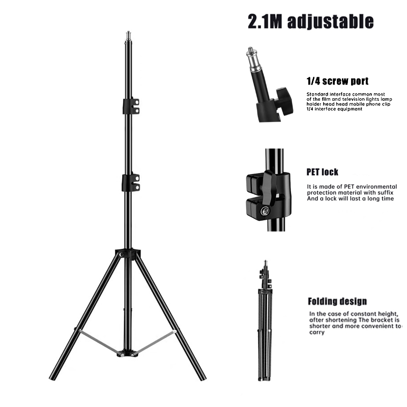 ขาตั้งสำหรับไฟสตูดิโอ 1/4 ขาตั้งไฟ Light stand ขาตั้งไฟไลฟ์สด ขาตั้งกล้องอลูมิเนียม ขาตั้งไฟสตูดิโอ ความสูง 2.1 เมตร