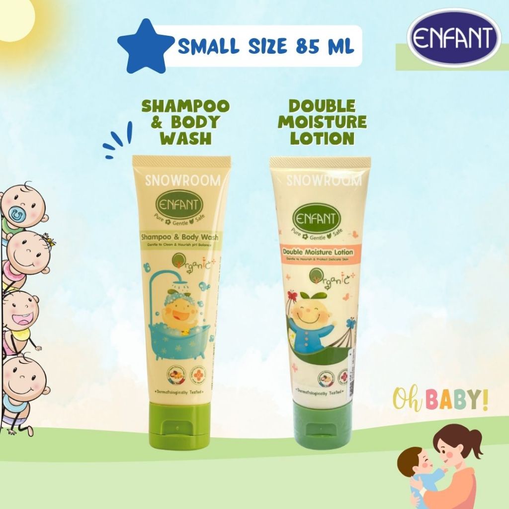 [Enfant ขนาดพกพา 80-85 ML] Organic Lotion 85 ML และ Shampoo & Body wash 80 ML