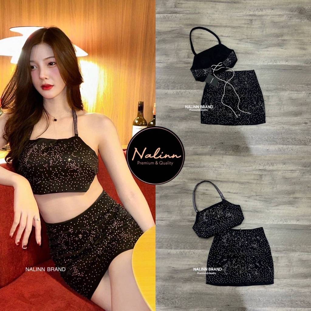 Size S NL-S032 NALINN BRAND Set 2 pcs เสื้อสายคล้องคอ แมทช์กับ กระโปรงสั้น [2PM]