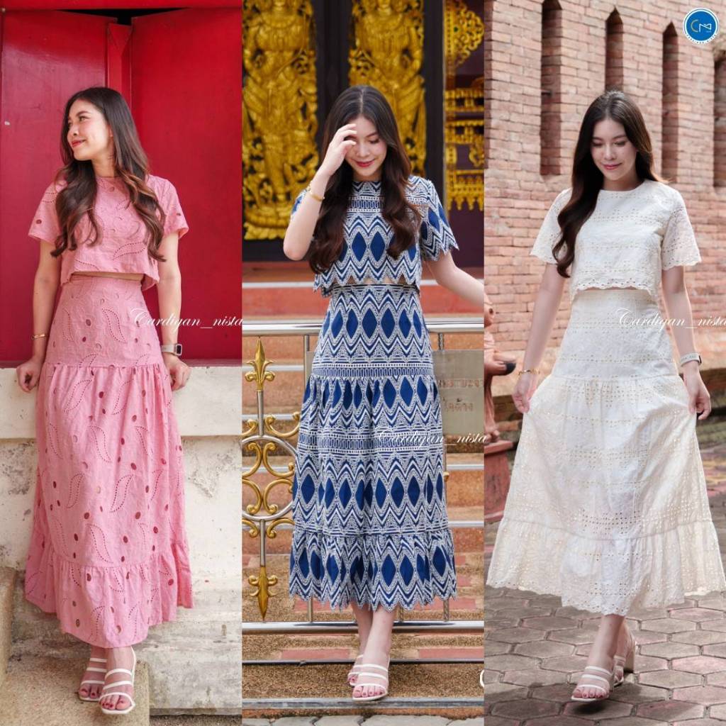 Layla พร้อมส่งรุ่นขายดีแล้วค่าา ชุดเซต ผ้าลูกไม้ปักฉลุเนื้อดี ผ้าพรีเมี่ยม CARDIGAN_NISTA