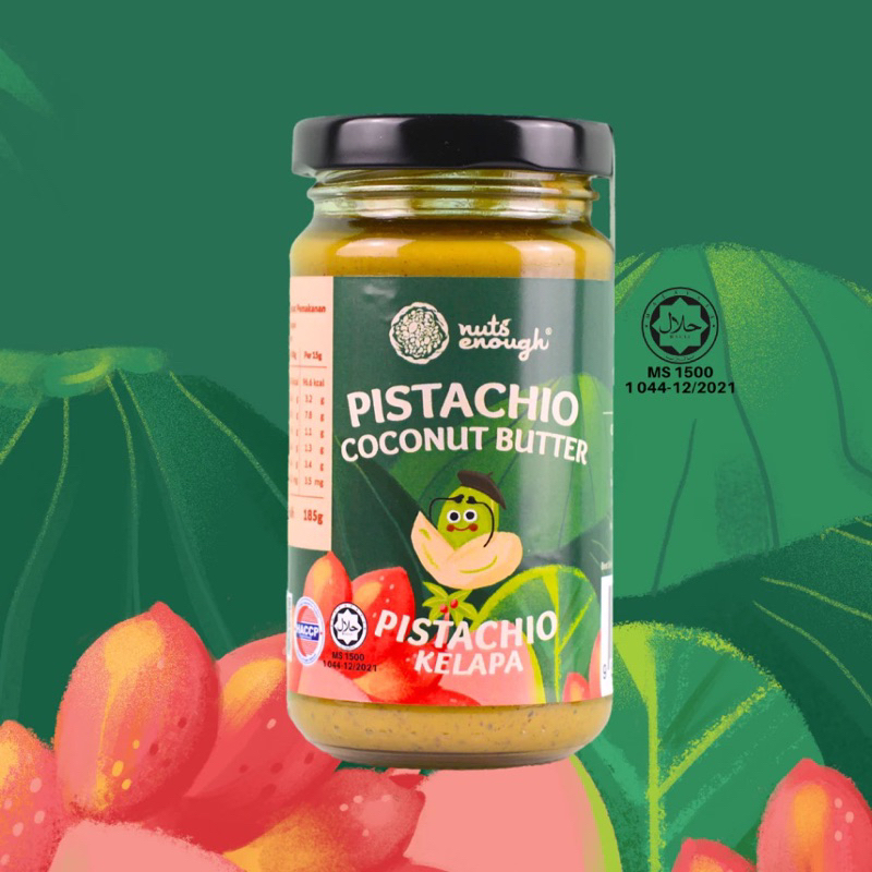 ซอสพิตาชิโอเพรียว100%ไม่ผสมน้ำตาลน้ำมัน Nuts Enough PISTACHIO Coconut Butter 185g