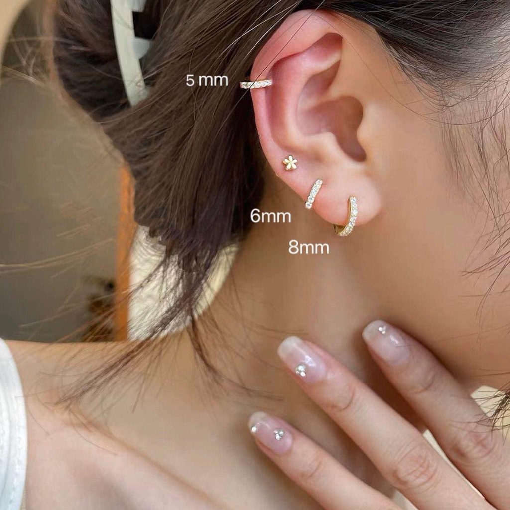 [ได้รับการรับรองเงินแท้] Suwann.na [ราคาต่อคู่] ต่างหู ต่างหูเงินแท้ ต่างหูห่วง 