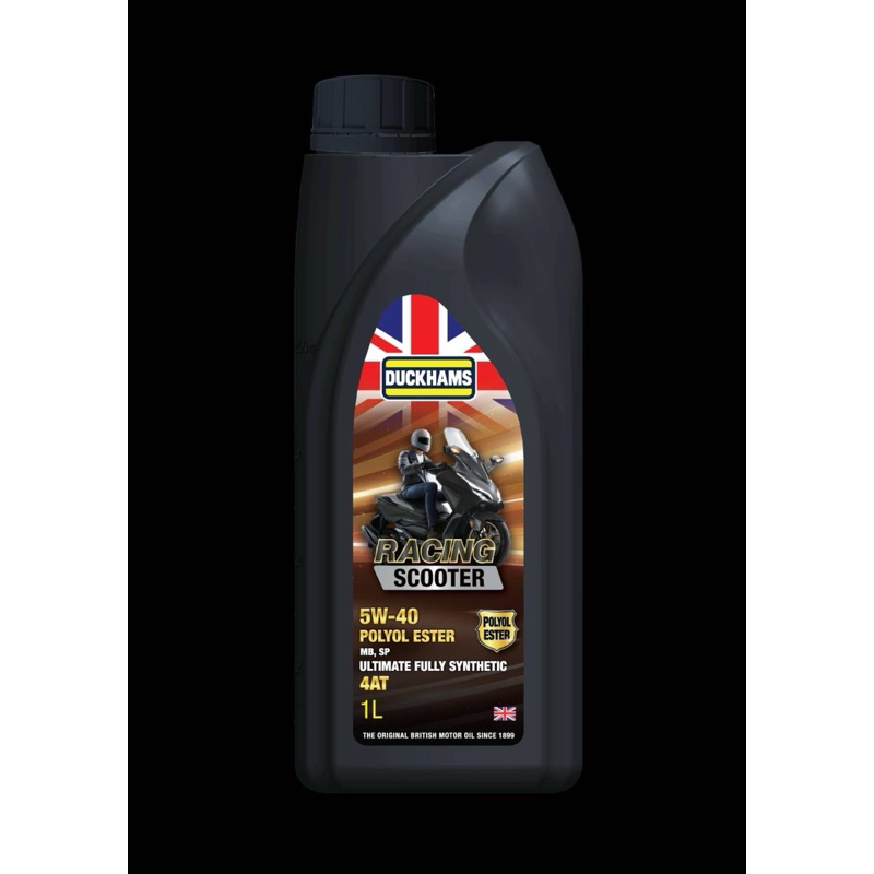 ถูกที่สุด น้ำมันเครื่อง DUCKHAMS RACING SYNTHETIC SCOOTER 5W-40 + POLYOL ESTER 1 ลิตร ของแท้ 💯 น้ำมั