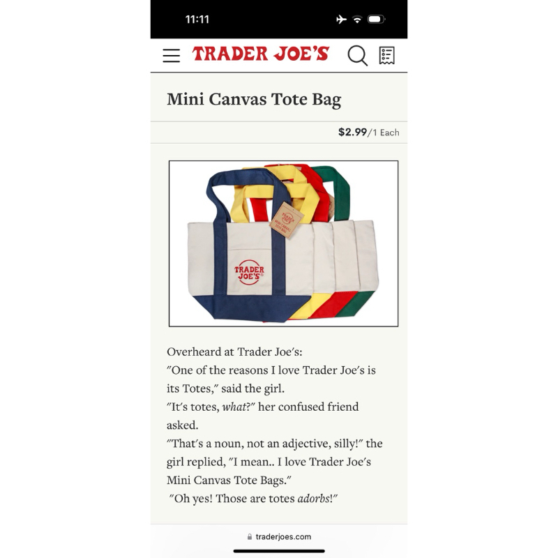 Pre-Order USA ถึงไทย 7 ตุลา กระเป๋าผ้า Trader Joe’s mini tote bag