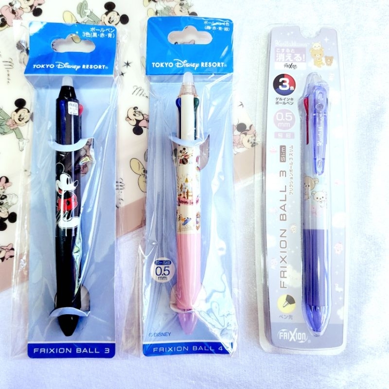 ปากกาลบได้ Pilot Frixion Ball 3 Slim ขนาด 0.5 มม. มี 3 สีและ4สีSanrio&Disney land Japan แท้ %