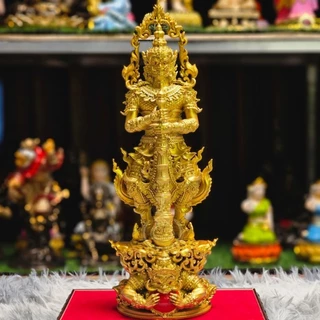 ท้าวเวสสุวรรณประทับราหู มวลสารแร่เหล็กน้ำพี้ ฐานกว้าง 4 นิ้ว สูง 12 นิ้ว วัตถุมงคล แถมฟรีฐานรอง