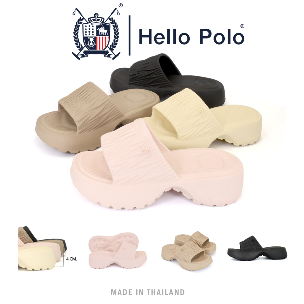 Hello Polo รองเท้าแตะ แบบสวม HP8040 พื้นหนานุ่ม EVA เสริมส้นสูง 4 CM. กันลื่น กันน้ำ แฟชั่นผู้หญิง