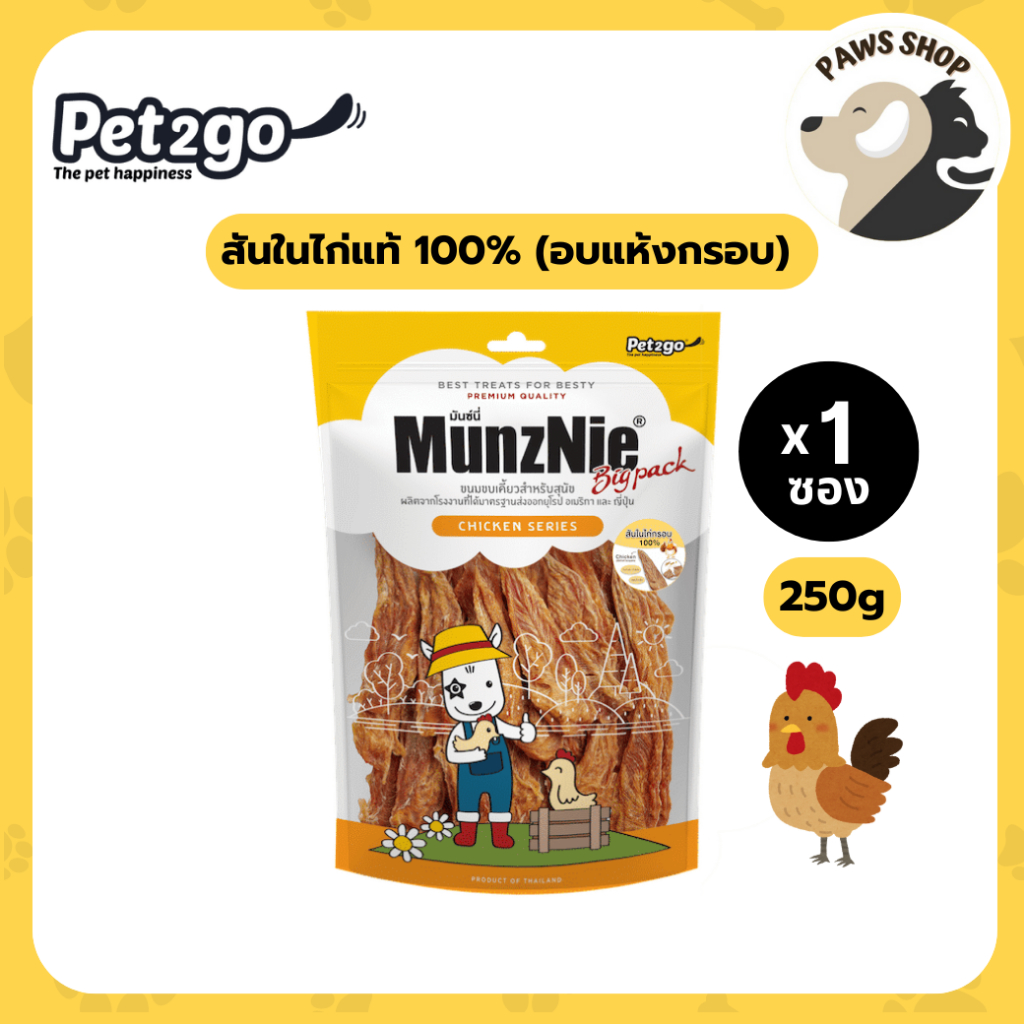 MUNZNIE (Bigpack) สันในไก่แท้ 100% (อบแห้งกรอบ) 250g