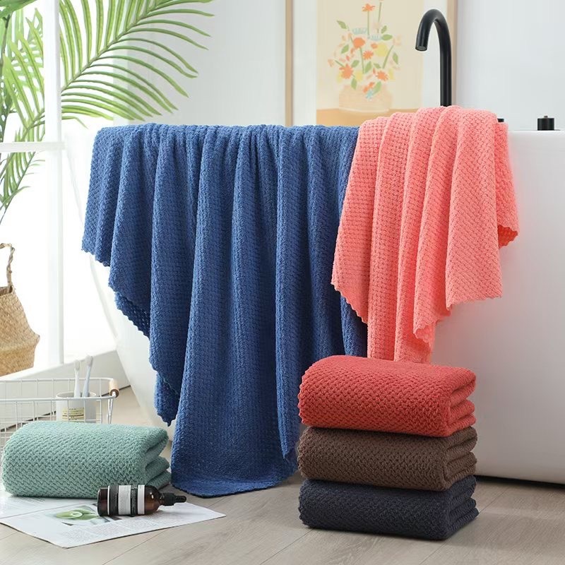 📢 สินค้าพร้อมส่ง ผ้าขนหนู ผ้าเช็ดตัว ผ้ารังผึ้ง ผืนใหญ่【 ขนาด 70 x 140 cm. 】ผ้านุ่ม ซับน้ำได้ดี สีพื้น ส่งจากไทย 🚙🚙