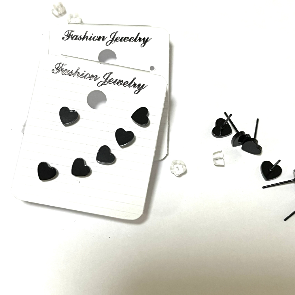 WFH stud earrings ต่างหูสแตนเลส 1 set 3 คู่ | ดำ มี YY