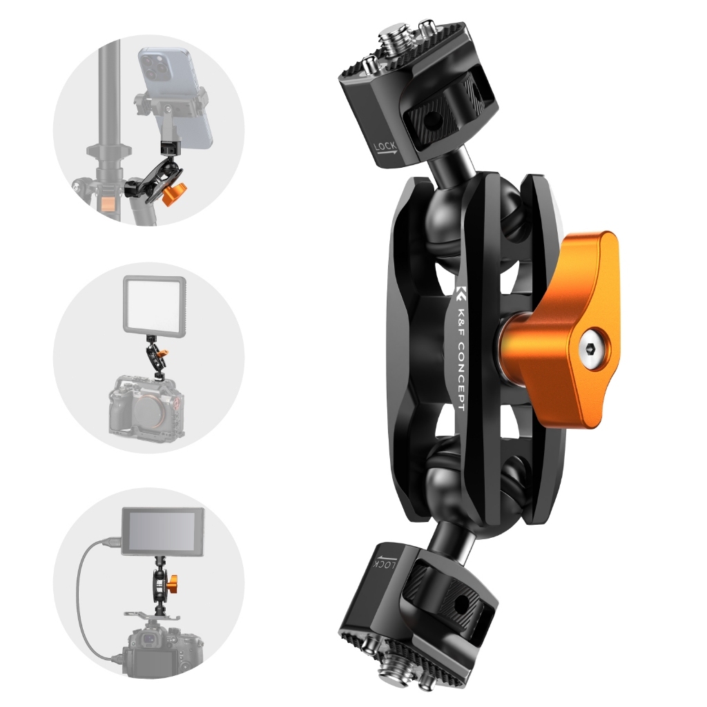 K&F CONCEPT MS13 Crab Claw Pea Clamp Set มาพร้อมกับคลิปหนีบโทรศัพท์ขนาดเล็กและอะแดปเตอร์ GoPro