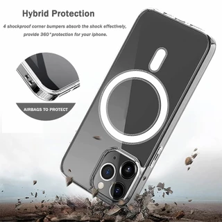 AK เคสกันกระแทกใส เคสแม่เหล็ก ใช้สำหรับ For iPhone 16 11 12 13 14 15 17 Pro Max 15 Plus Wireless charger Magnetic Case