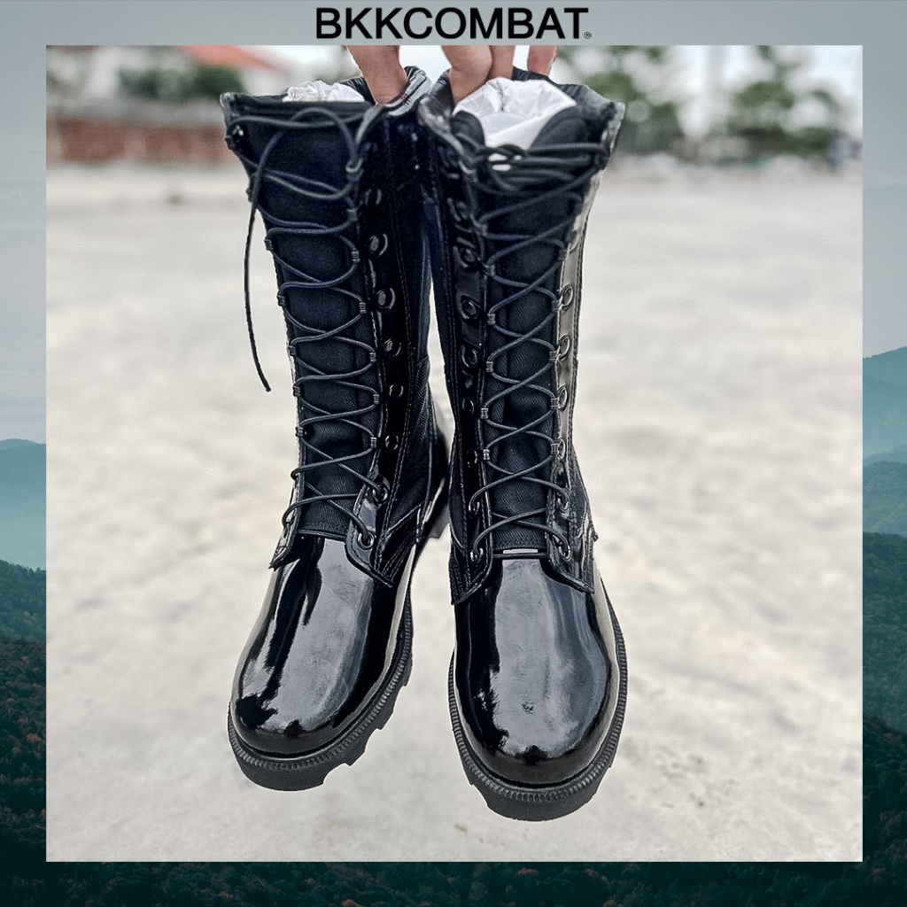 รองเท้าจังเกิ้ล รหัส BJ01 หนังขัดมันพรีเมี่ยม หนังวัวแท้ สูง11นิ้ว ทรงRหัวมน ทรงUS - รูปที่ 5