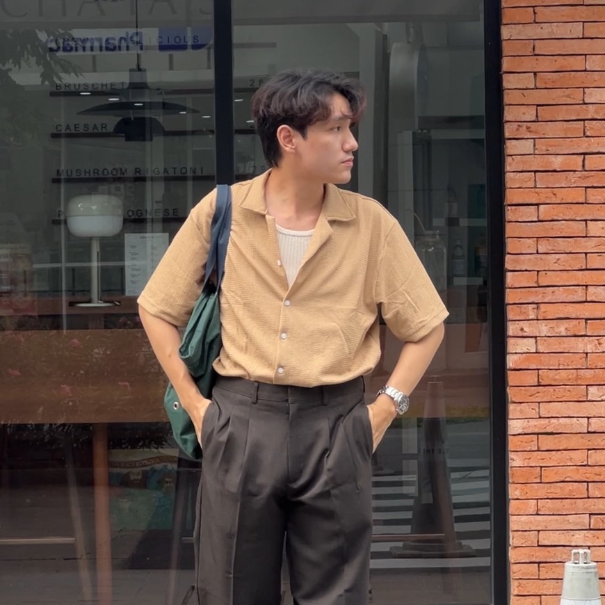 CU PANTS : เสื้อเชิ้ตแขนสั้น รุ่น WAVEY SHIRT & SHORTS เสื้อฮาวาย กางเกงขาสั้นผู้ชาย ชุดเซ็ต SET