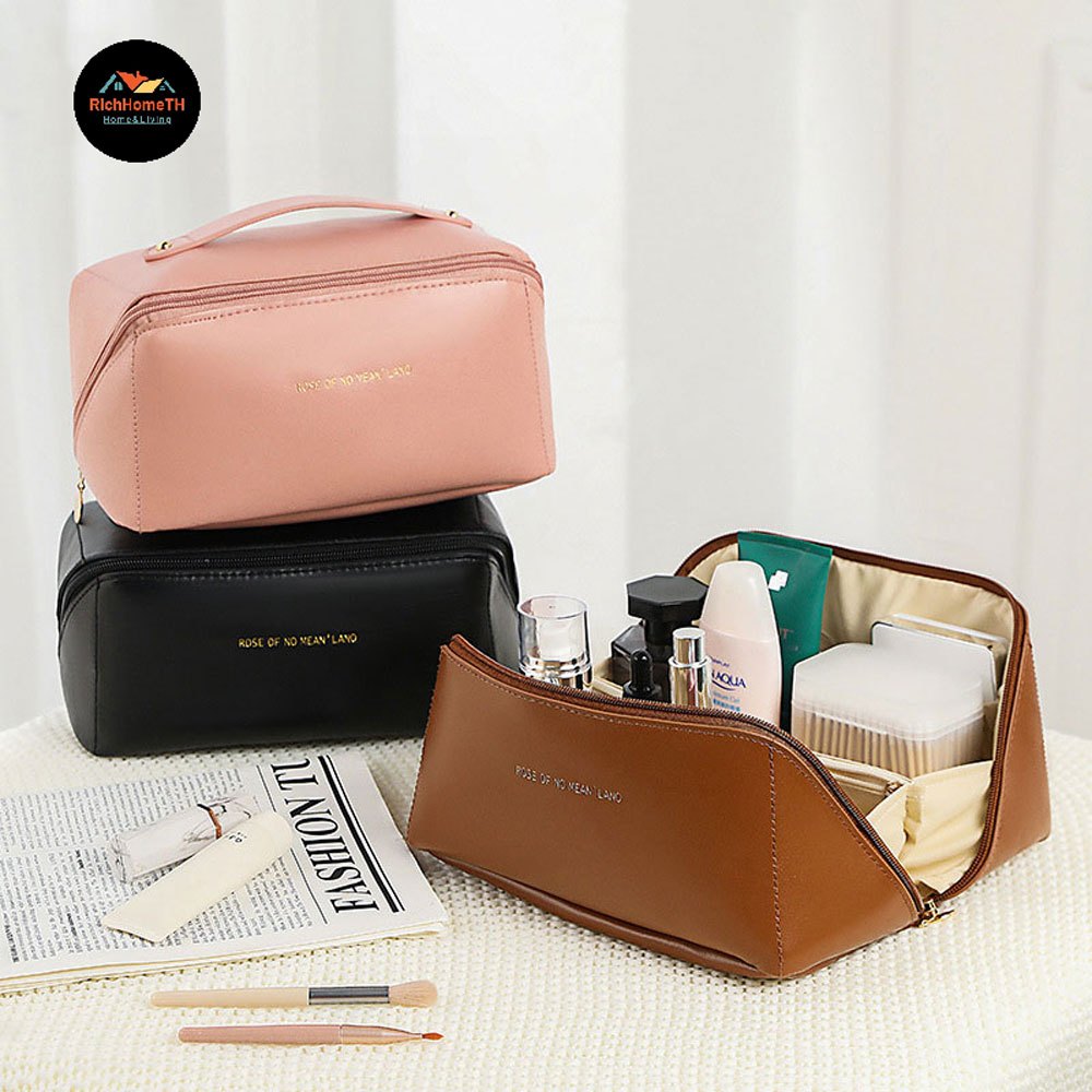richhometh กระเป๋าเครื่องสำอาง สำหรับเดินทาง กระเป๋าใส่เครื่องสำอาง กันฝุ่น