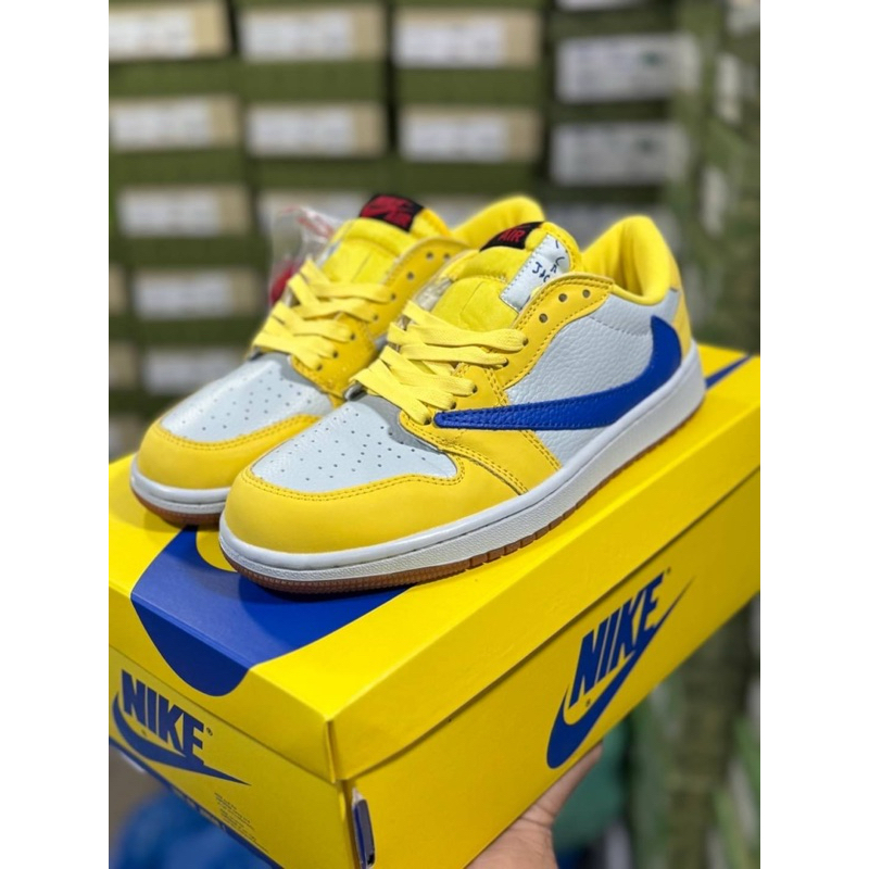 รองเท้า Nike Air Jordan 1 Low Travis Scott Canary Unisex ใส่ได้ทั้ง ชาย หญิง [ งานเทียบแท้ พร้อมส่ง ]