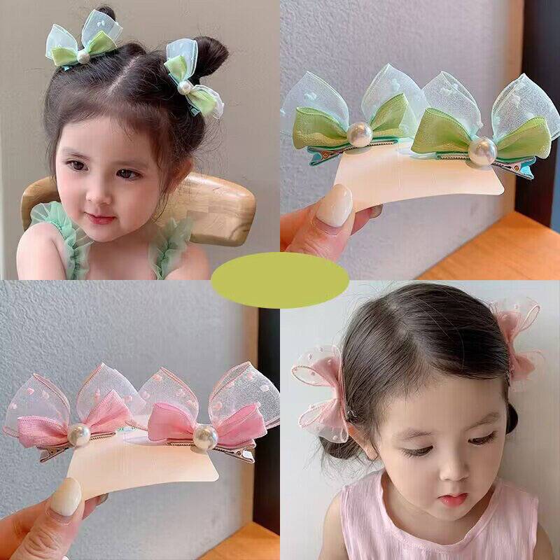 2ชิ้น! กิ๊บโบว์ผ้าไหมนุ่ม ไม่ทำลายผมเด็ก 4สี สไตล์เกาหลี ของใช้เด็กนักเรียน กิ๊บไข่มุก