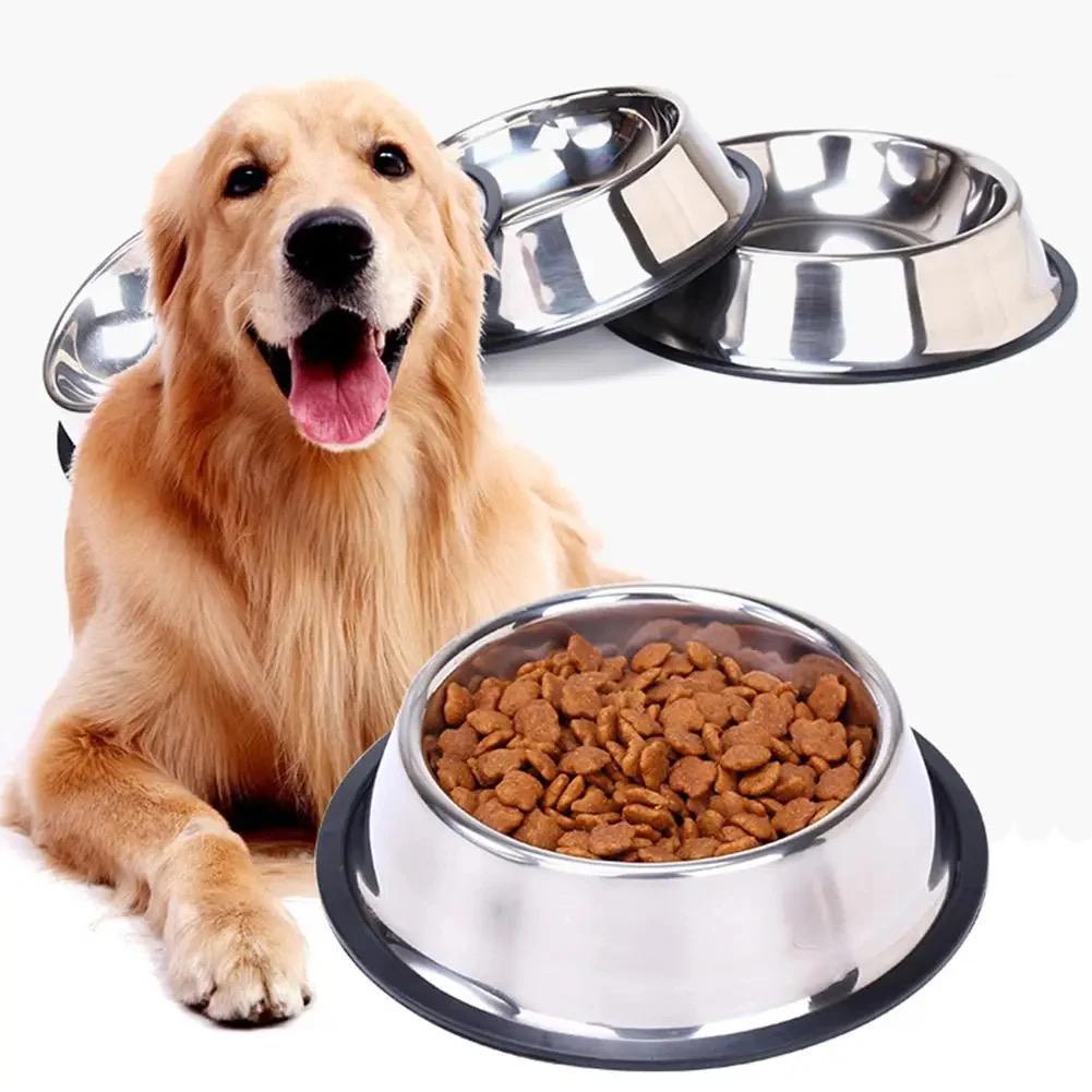 ชามอาหารสัตว์เลี้ยงแสดงตนเลส กันการลี่นไถล ขนาด 22cm/26cm/30cm Stainless Steel Dog Bowl with Rubber Base รูปที่ 5