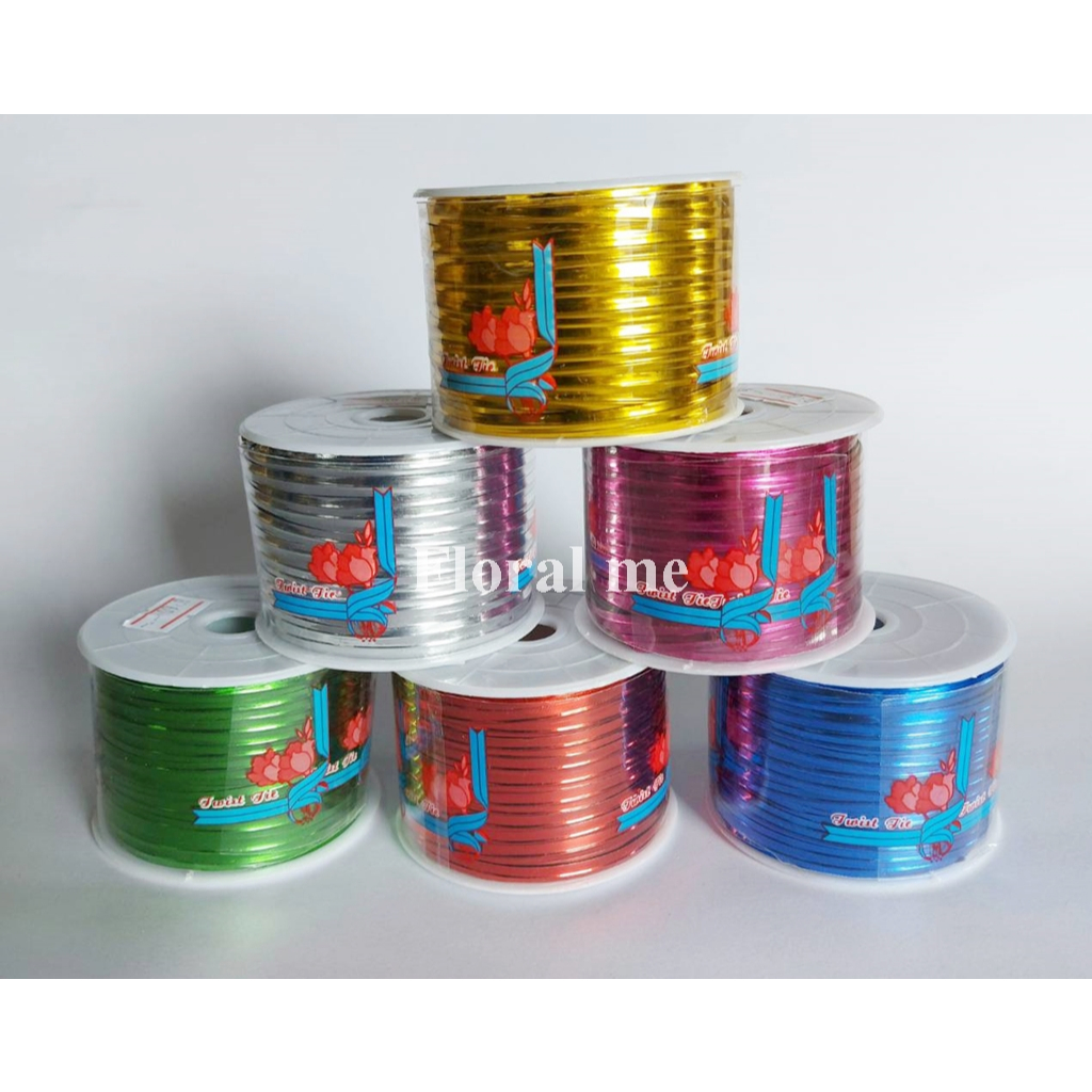 100 หลา/ม้วน ลวดทอง ลวดสี ริบบิ้นลวด ลวดตกแต่ง ลวดมัดโบว์ ลวดมัดถุงขนม แบบอ่อน ใช้งานง่าย ไม่เจ็บมือ