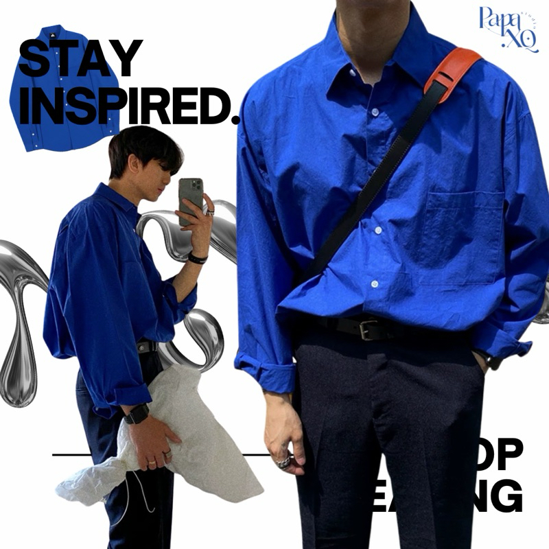 PAPA.XQ LAPIS SHIRT 💙( NEW! เสื้อเชิ้ตสีพื้น เกาหลีเกาใจ ✨)พร้อมส่ง🔥