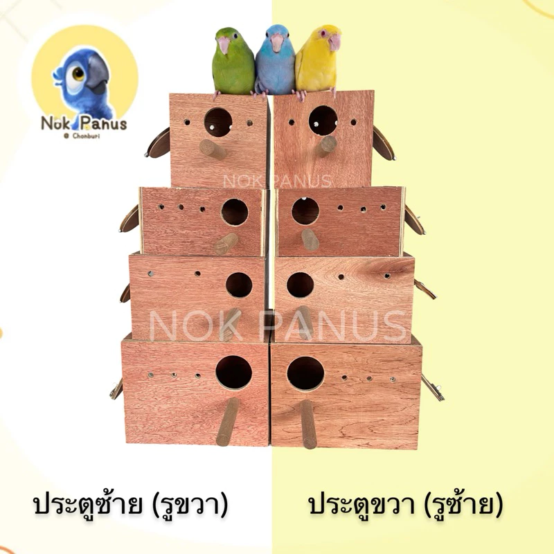 รังเพาะนกเเก้ว บ้านสัตว์เลี้ยง บ้านนก ฟินซ์ เลิฟเบิร์ด กรีนชีค ฟอพัส หงส์หยก ไม้อัดเเดงคุณภาพ AAA