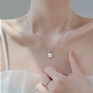 BWjewerly Lucky Clover สร้อยคอสั้น สร้อยแฟชั่น สร้อยหินนำโชค