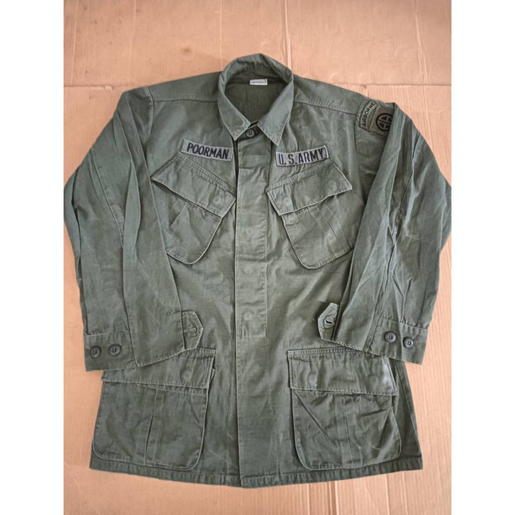 เสื้อทหาร VTG.1970 VIETNAM WAR SLANT POCKET RIP-STOP POPLIN,OG-107,CLASS1 US.ARMY SIZE SMALL-REG