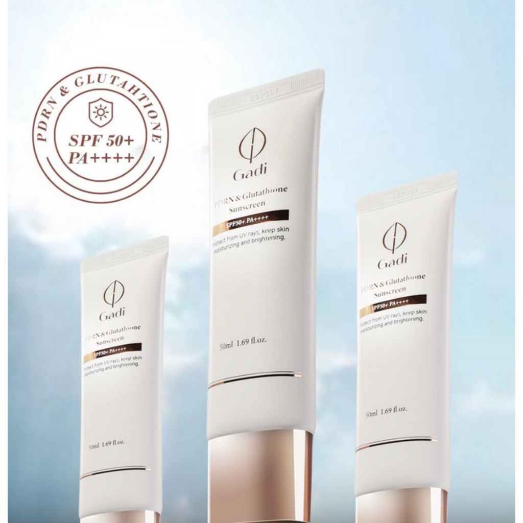 Gadi PDRN Glutathione SPF50+PA++++ 50mL ครีมกันแดดPDRN10,000ppm+Glutathione1,000ppm ช่วยฟื้นฟูฟิว บำรุงผิวกระจ่างใส