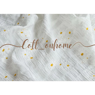 ผ้าลายเดซี่ ผ้าอัดย่น หน้ากว้าง150cm พร้อมส่ง