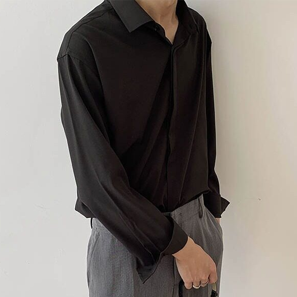 56MEN Shirt Men Korean C161 เสื้อเชิ้ตชายแขนยาว แฟชั่นชาย สีพื้น