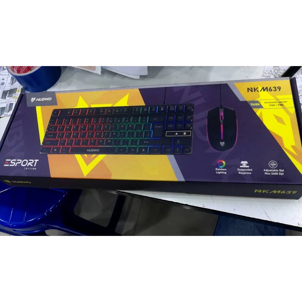 Nubwo คีย์บอร์ดและเมาส์แบบสาย NKM-639 มีไฟ RGB RUBBER DOME SWITCHES