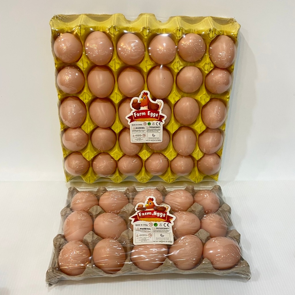 ไข่ไก่ปลอม ไข่ของเล่น ไข่แก้บน ไข่ตกแต่ง 15ฟอง/30ฟอง พร้อมถาด