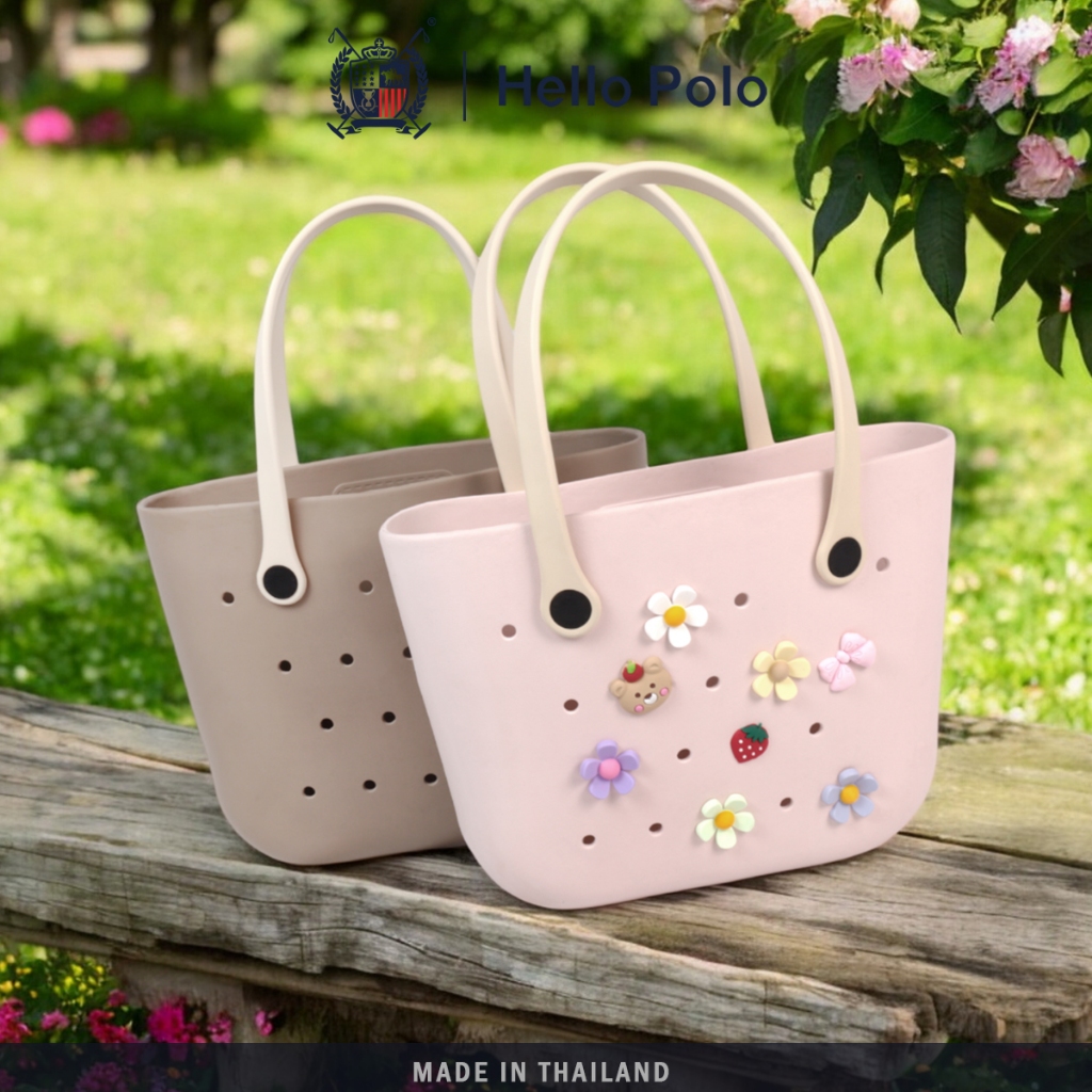 Hello Polo กระเป๋าสะพายไหล่ EVA ทรงโท้ท แฟชั่น  ขนาดใหญ่ จุของได้เยอะ รูตกแต่ง DIY รุ่น BH2002