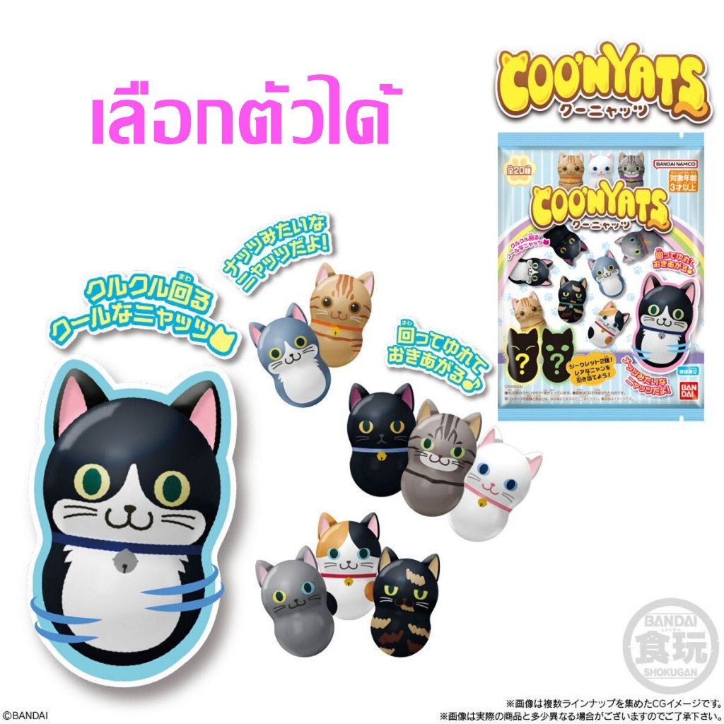 เลือกตัว ตุ๊กตาล้มลุก Bandai COO’NUTS COO'NYATS ลิขสิทธิ์แท้ มือ1 ญี่ปุ่น Cat แมว Daruma