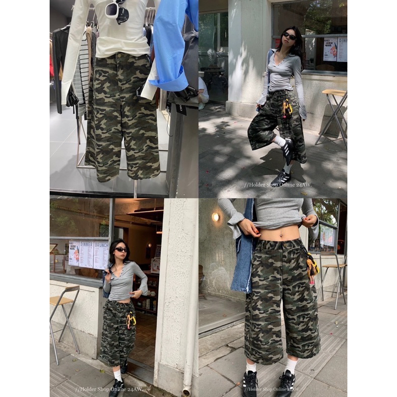 𝙉𝙀𝙒 𝘾𝙊𝙇𝙇𝙀𝘾𝙏𝙄𝙊𝙉 𝟮𝟬𝟮𝟰 มาเพิ่มรอบ 2 กางเกงขาสามส่วนลายทหาร ใส่ สวย เกร์ เทห์มาก งานฮิต งานสไตล์เกาหลี ต้องมี