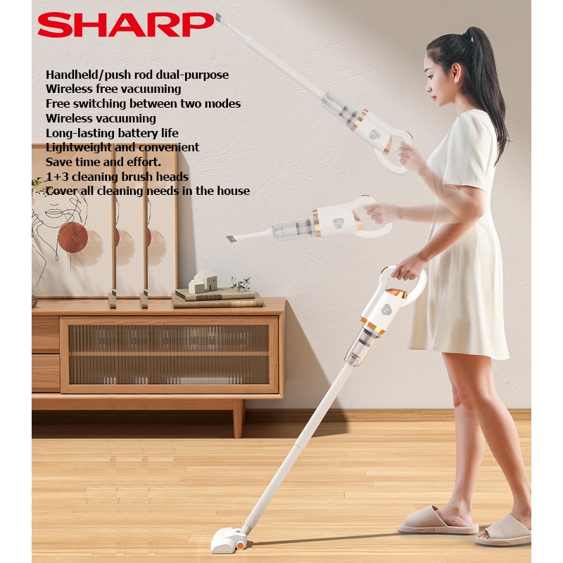 SHARP เครื่องดูดฝุ่น ไร้สายบ้านมือถือเครื่องดูดฝุ่น เครื่องดูดฝุ่นแบบพกพา พลังดูดที่แข็งแกร่งเป็นพิเศษ พลังงานสูง เปียกแ