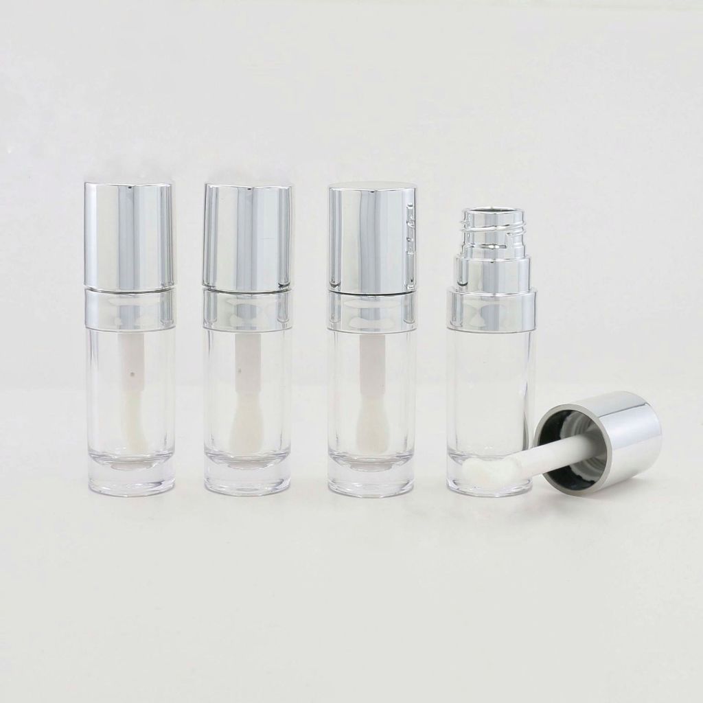 หลอดลิปทรงกลมสีเงิน หัวแปรงใหญ่ ขนาด 10 ml รหัสCPK074-1