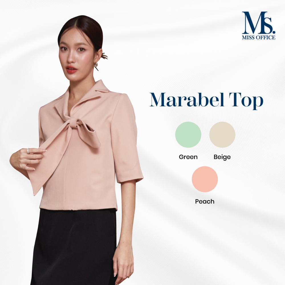 Miss office เสื้อปกเทเลอร์แขน4ส่วนเเต่งโบว์ (MT-301)