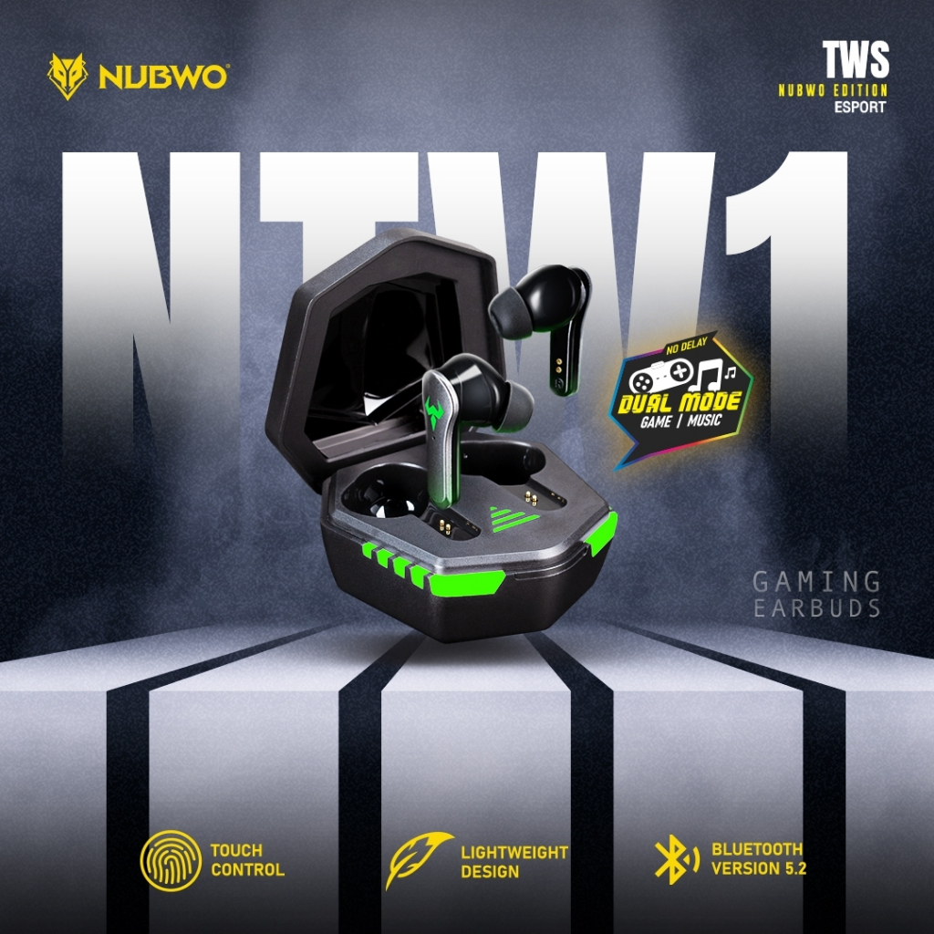 Nubwo TWS Gaming Ear Buds E-sport รุ่น NTW1 หูฟังทรูไวร์เลส ใช้งานได้ทั้งเล่นเกม ฟังเพลง ไม่ดีเลย์ แยกเสียงชัดเจน คมชัด
