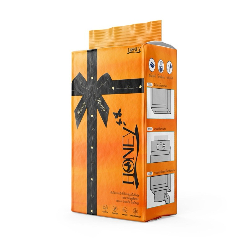 ทิชชู่เเบบดึงลายHoneyสีส้ม แขวนได้แบบดึง  พกพาสะดวก หนา4ชั้น นุ่ม ไม่เป็นขุย ใช้แล้วทิ้ง สินค้าพร้อมส่งในไทย - รูปที่ 6