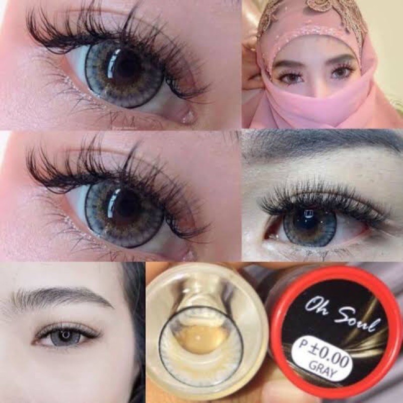 **มีค่าสายตา0.00-10.00**คอนแทคเลนส์ บิ๊กอาย เลนส์โต รุ่น Oh soul สีเทา gray มีสายตาปกติ (0.00)